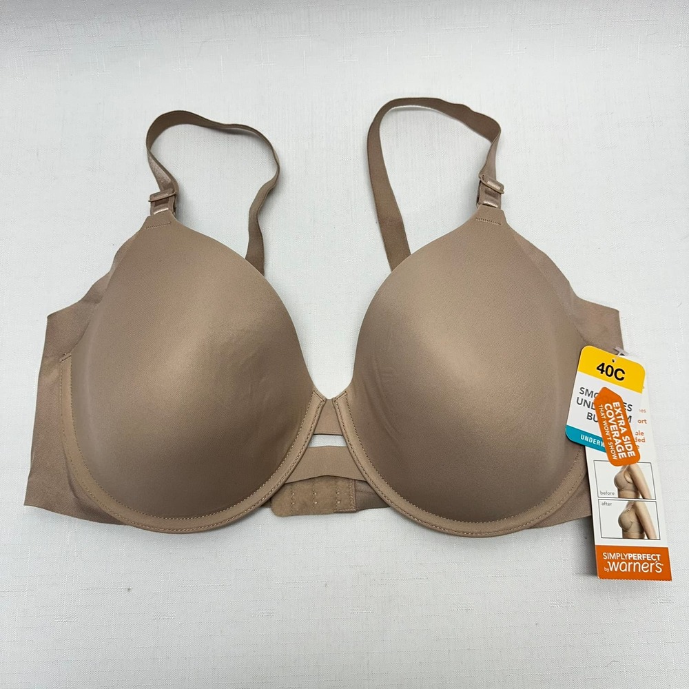 Simply Perfect by Warner's Underarm Smoothing Underwire Bra NWT Women's Size 40C